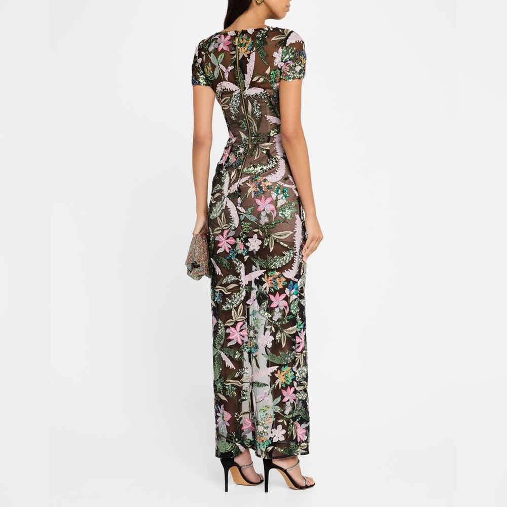 NWOT Bronx And Banco Zinna Side-Slit Floral Sequin Gown, XS,S &M available - Picture 4 of 14